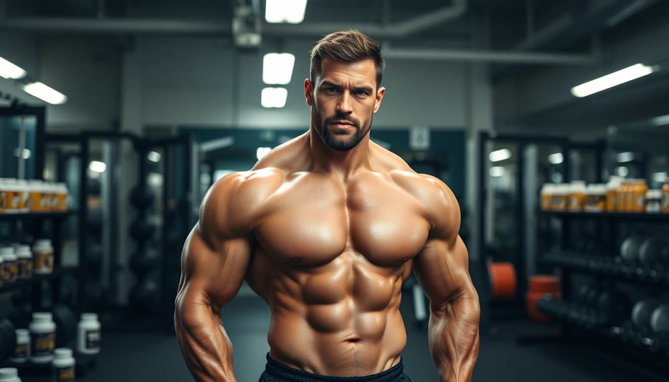 Professioneller Bodybuilder mit Unique Pharma Steroids für optimale Regeneration.