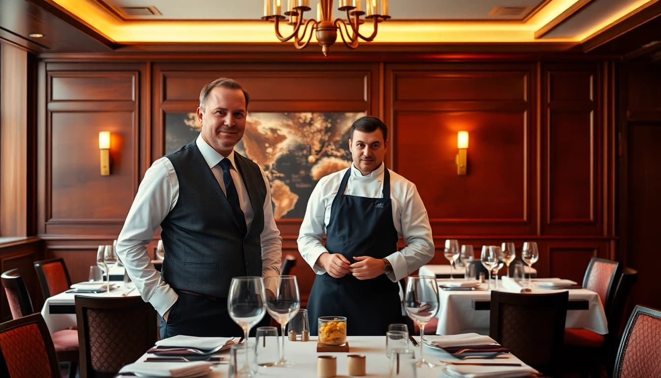 Headhunter Gastronomie berät einen Koch in einem eleganten Restaurant.