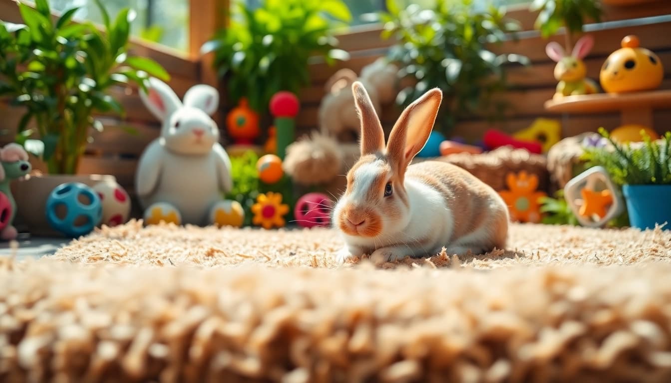 Hanfmatte providing a comfortable resting place for a rabbit in a vibrant habitat.