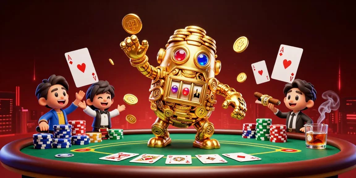 Experience the excitement of sunwin casino games with this vibrant, detailed illustration of a golden golem.