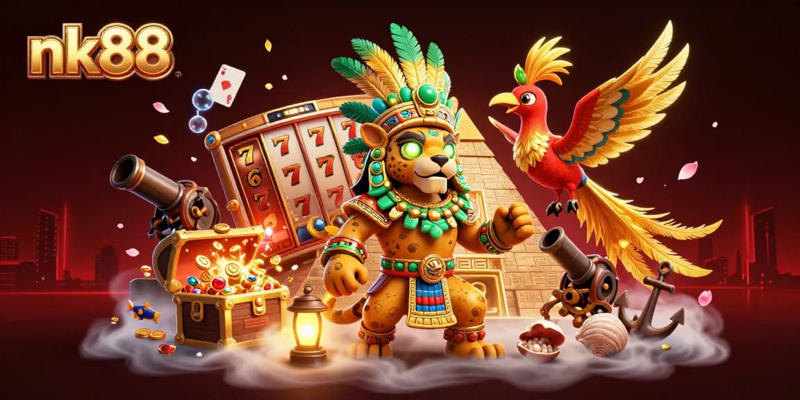 Engage in thrilling gameplay at nk88 with dynamic 3D casino imagery showcasing vibrant slot elements and exciting atmosphere.