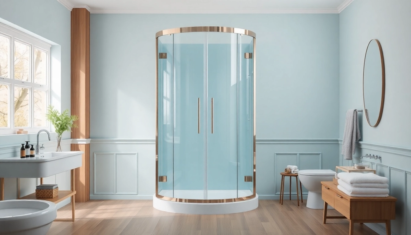 Dusche 100x100 in modernem Badezimmer mit eleganten Beleuchtung und stilvollen Accessoires.