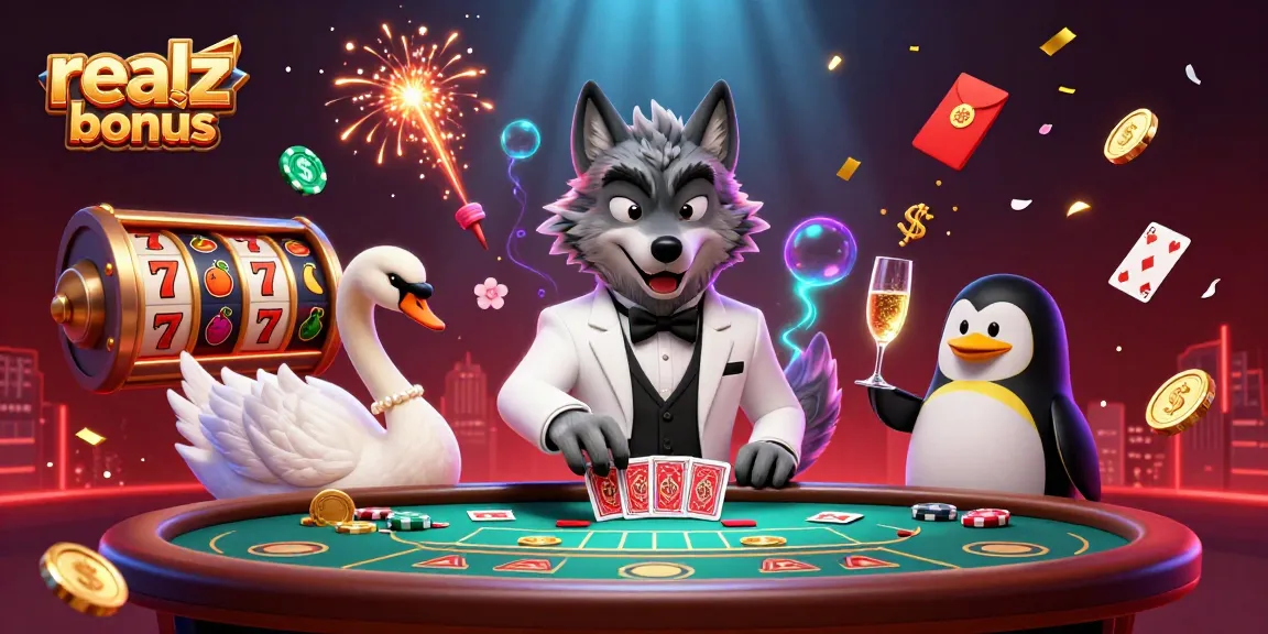 Erleben Sie den realz Casino Bonus mit aufregenden Freispiele und Gewinne an unserem Spielautomaten, illuminiert von geschäftiger Casino-Atmosphäre.