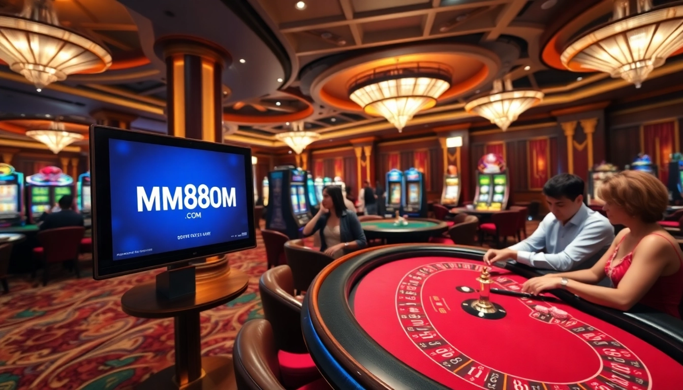Experience the excitement of MM88.COM with vibrant casino tables and players in action.