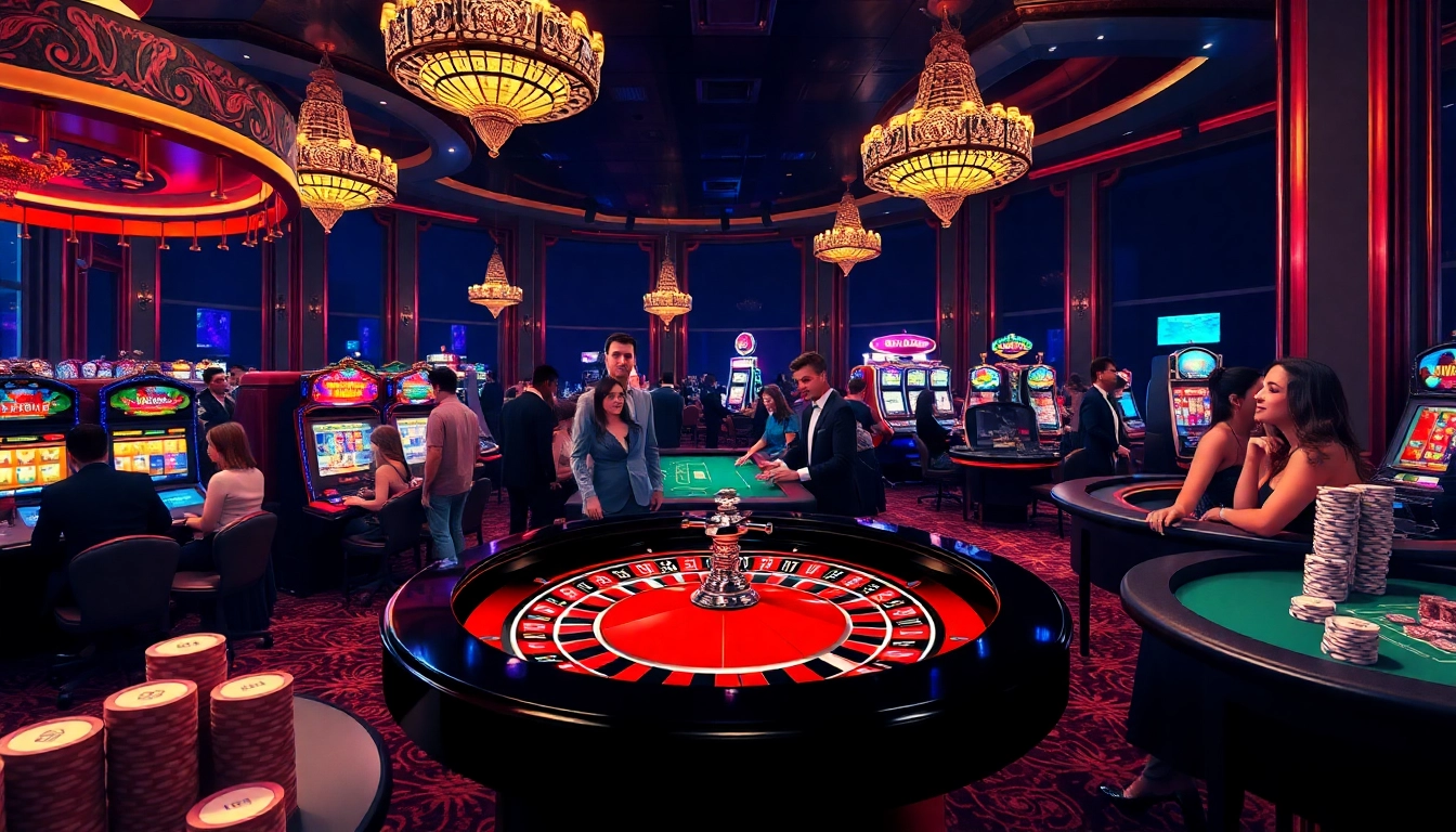 Experience the thrill of winning at MM88.COM with vibrant casino tables and excited gamblers.