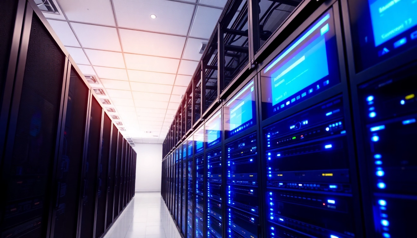 Visualisieren Sie die Windows Server 2025 Standard Lizenz in einem modernen Rechenzentrum mit organisierten Server-Racks.