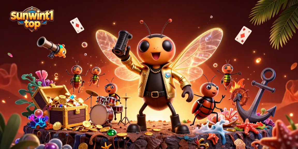Join the excitement at sunwint1 top with vibrant casino-themed 3D illustration featuring dynamic game elements.