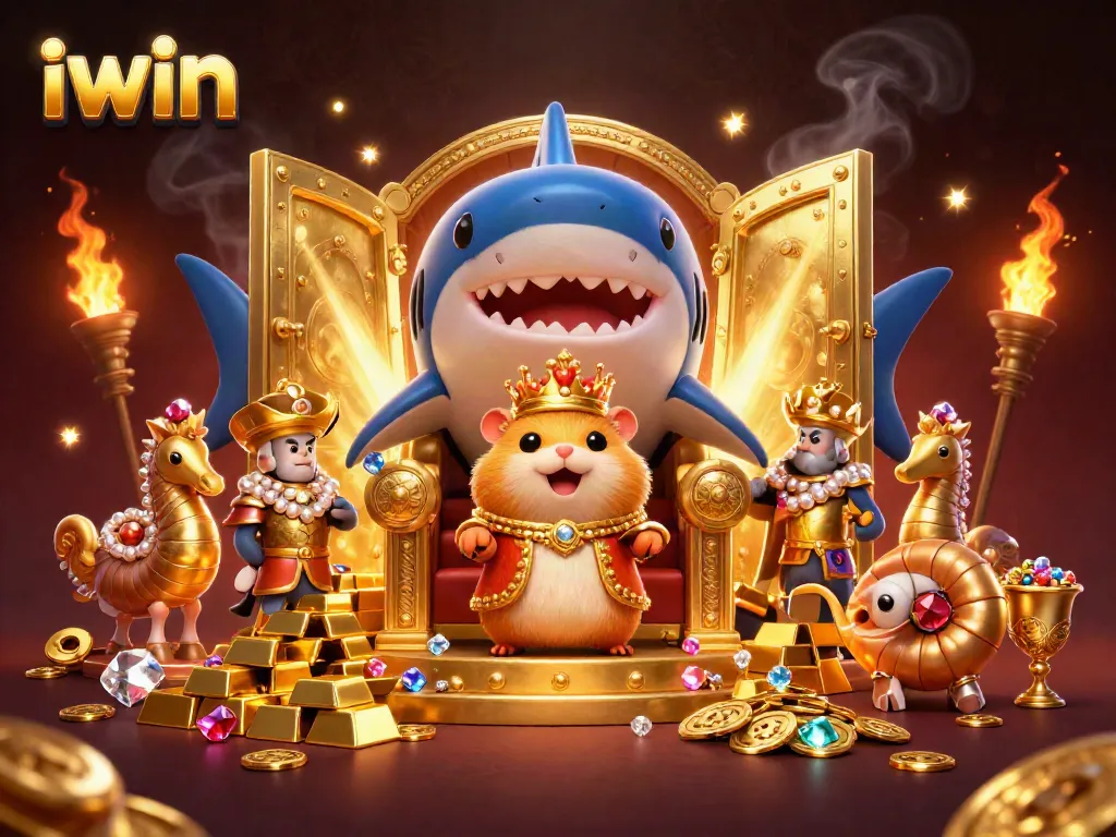 Win big with iwin's exciting gaming elements featuring treasure and royal characters.