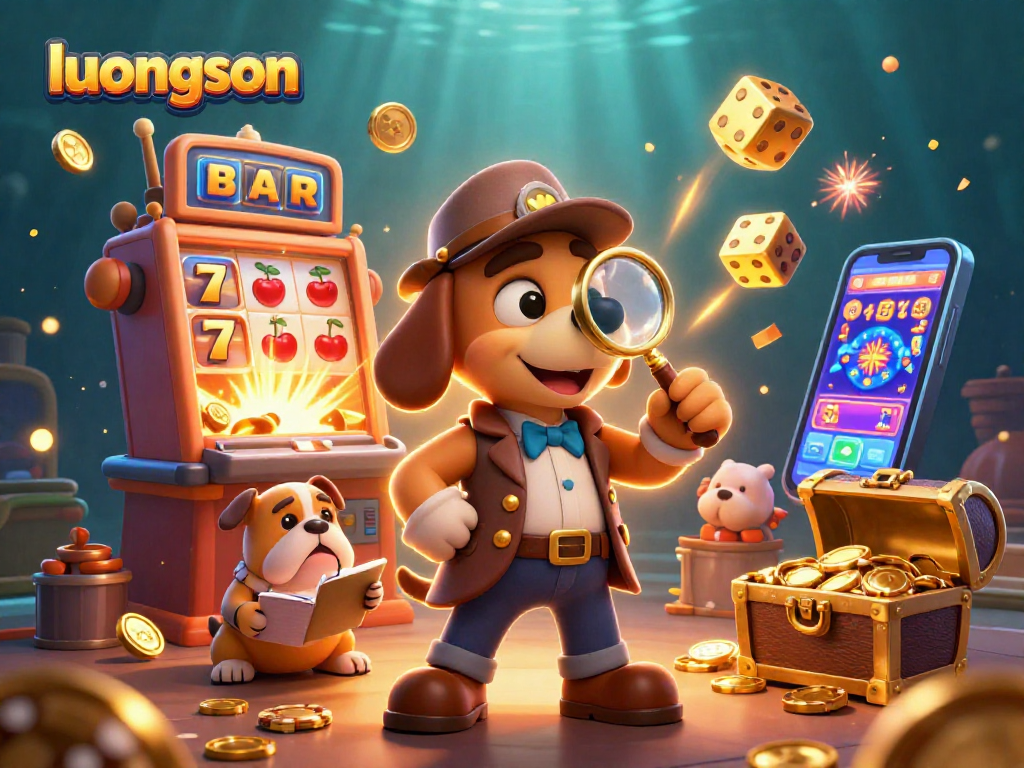 Engage with luongson's thrilling casino experience featuring a detective discovering clues in a vibrant 3D scene.
