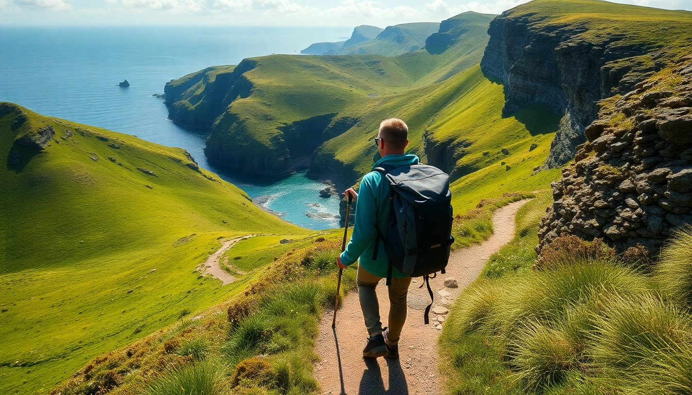 Dingle Way wandern auf malerischem Wanderweg mit grünen Hügeln und Klippen.