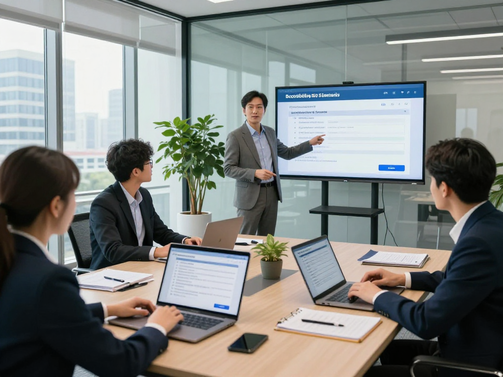 Collaboration in a modern office focused on Barrierefreie und rechtssichere Webseiten Dienstleistung and digital accessibility standards.