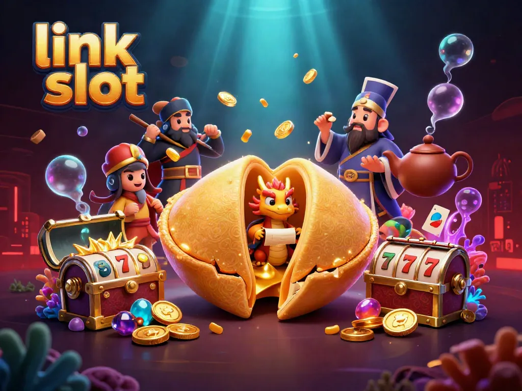 Win big with link slot in this vibrant casino-themed illustration