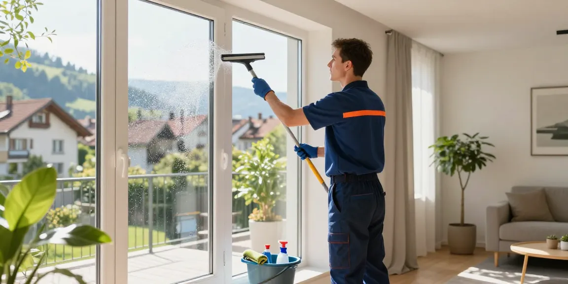 Expert fensterreinigung bern service in a bright home, showcasing sparkling clean windows during professional cleaning.