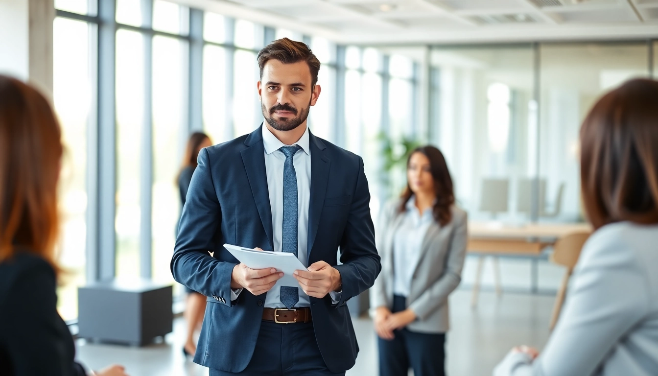 Headhunter Schweiz organisiert ein Vorstellungsgespräch in einem modernen Büro.