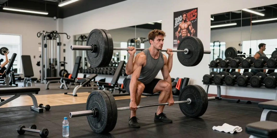 Starker Athlet hebt Gewichte im Steroidshop Fitnessstudio und zeigt Hingabe und Fitness.