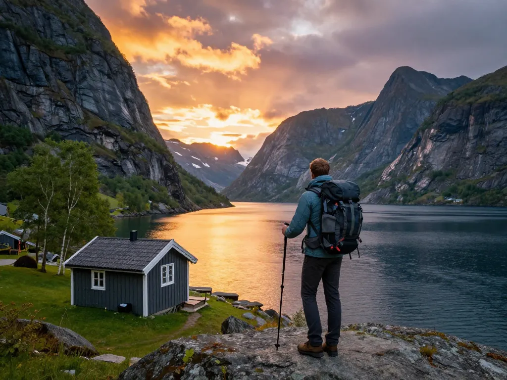 Wunderschöner Blick auf die natürliche Landschaft, der die Skandinavien Reisetipps für Abenteurer in den Fjorden Norwegens präsentiert.