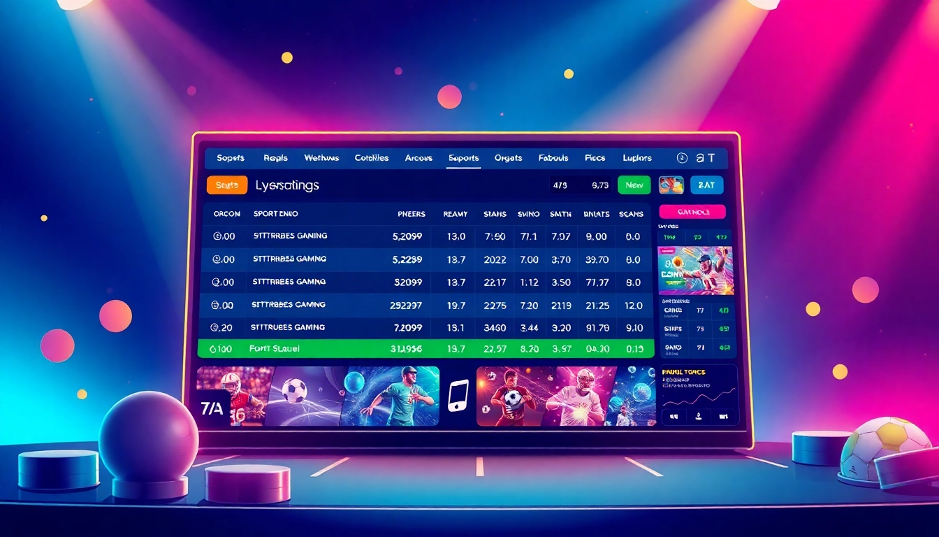Explore neue online wettanbieter with a captivating layout of diverse sports betting options and bright, engaging colors.