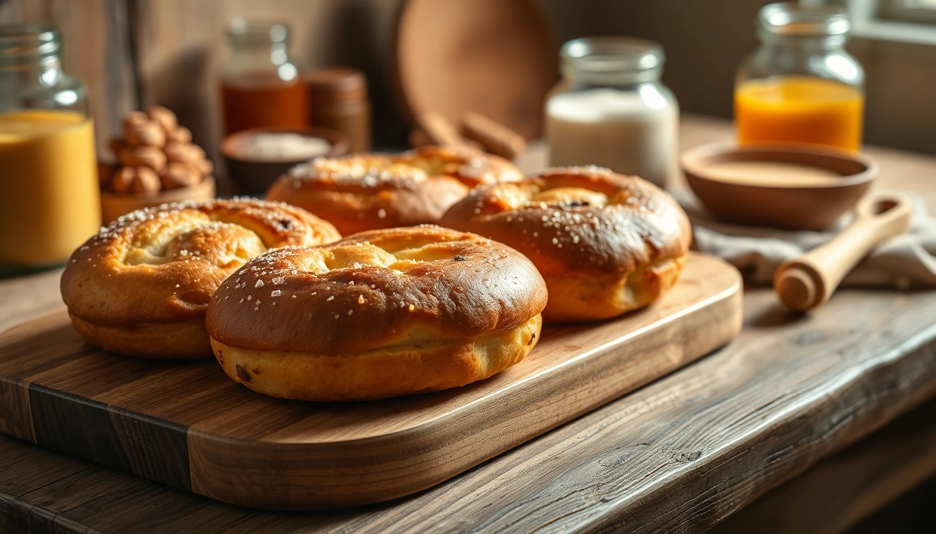 Frisch gebackene thc kekse auf einem rustikalen Tisch, umgeben von Zutaten für ein appetitliches Backerlebnis.