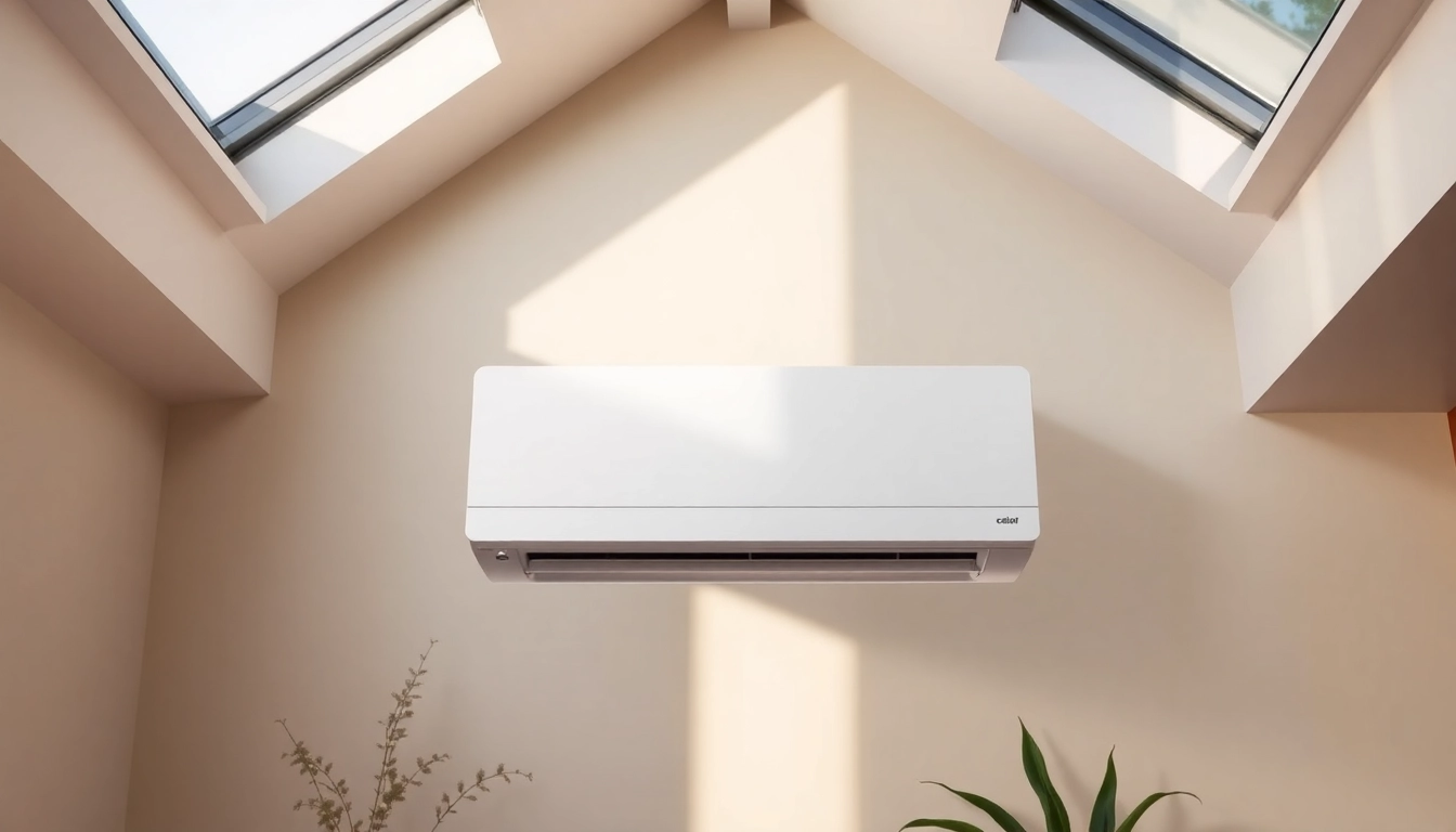 Optimierte Darstellung der Klima kosten für eine Split-Klimaanlage mit eleganter Wohnumgebung.