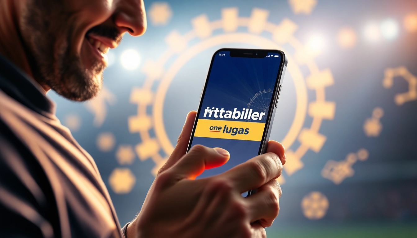 Ein zufriedener Nutzer platziert eine Wette über einen wettanbieter ohne lugas auf seinem Smartphone in einem modernen Sportwetteninterface.