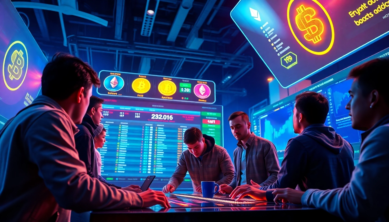 Engage in crypto betting with dynamic scenes of players using digital platforms for sports wagers.