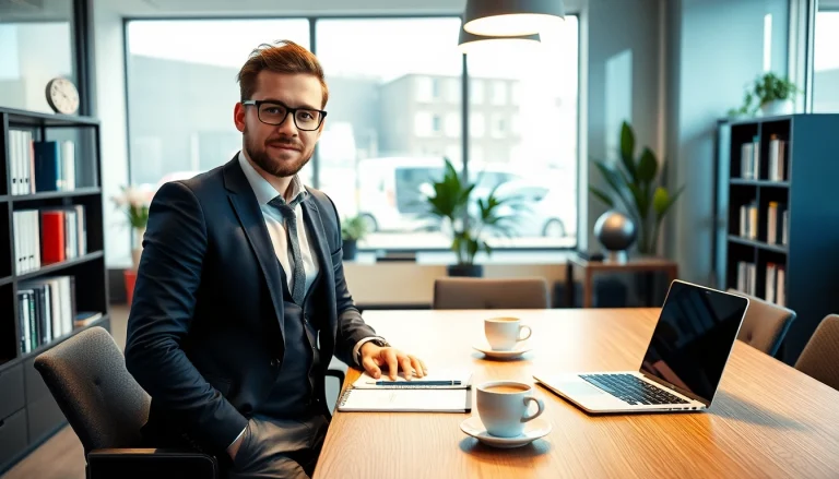 Headhunter Krefeld, professioneller Headhunter in modernem Büro, fokussiert auf die Rekrutierung von Führungskräften.