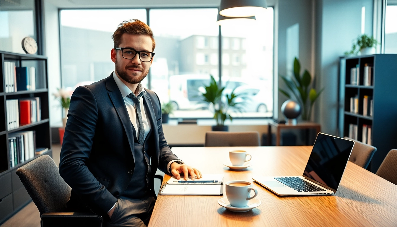 Headhunter Krefeld, professioneller Headhunter in modernem Büro, fokussiert auf die Rekrutierung von Führungskräften.