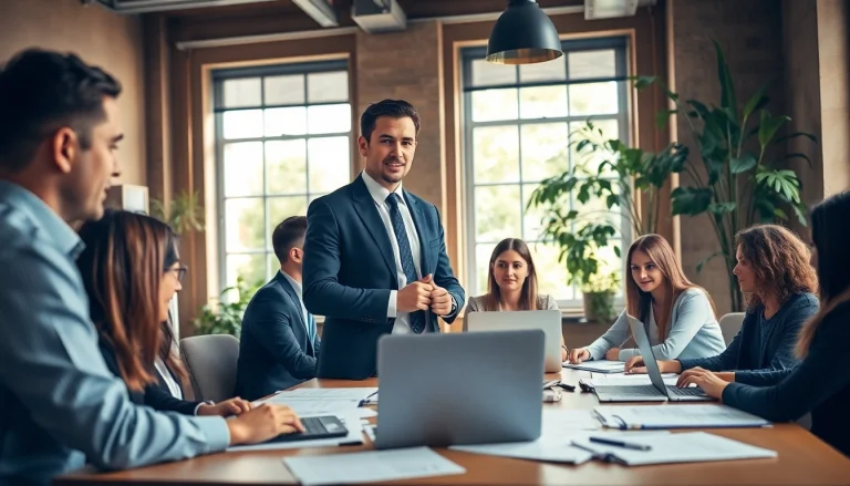 Headhunter Köln berät Kunden in modernem Büro mit Engagement.