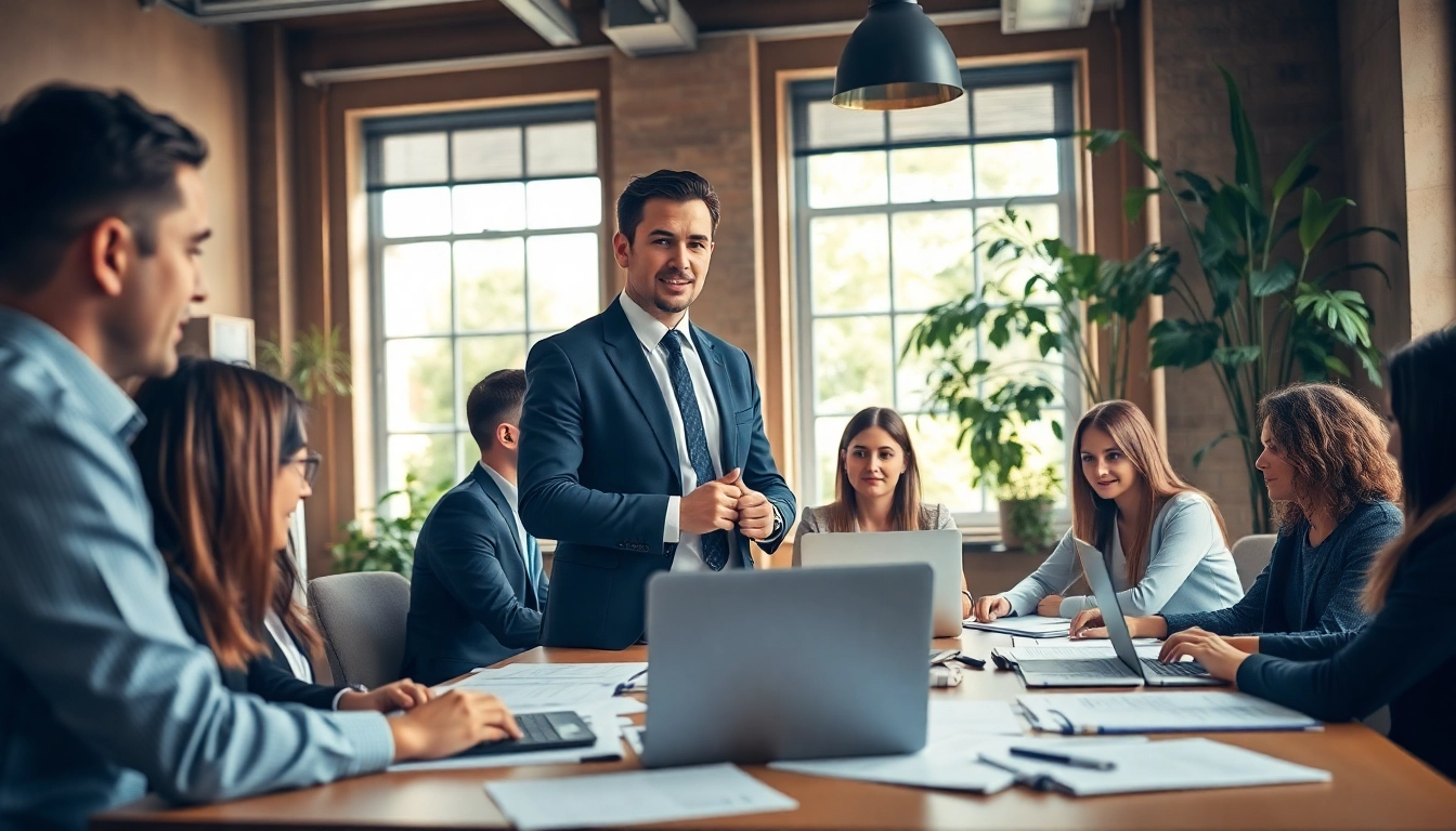 Headhunter Köln berät Kunden in modernem Büro mit Engagement.