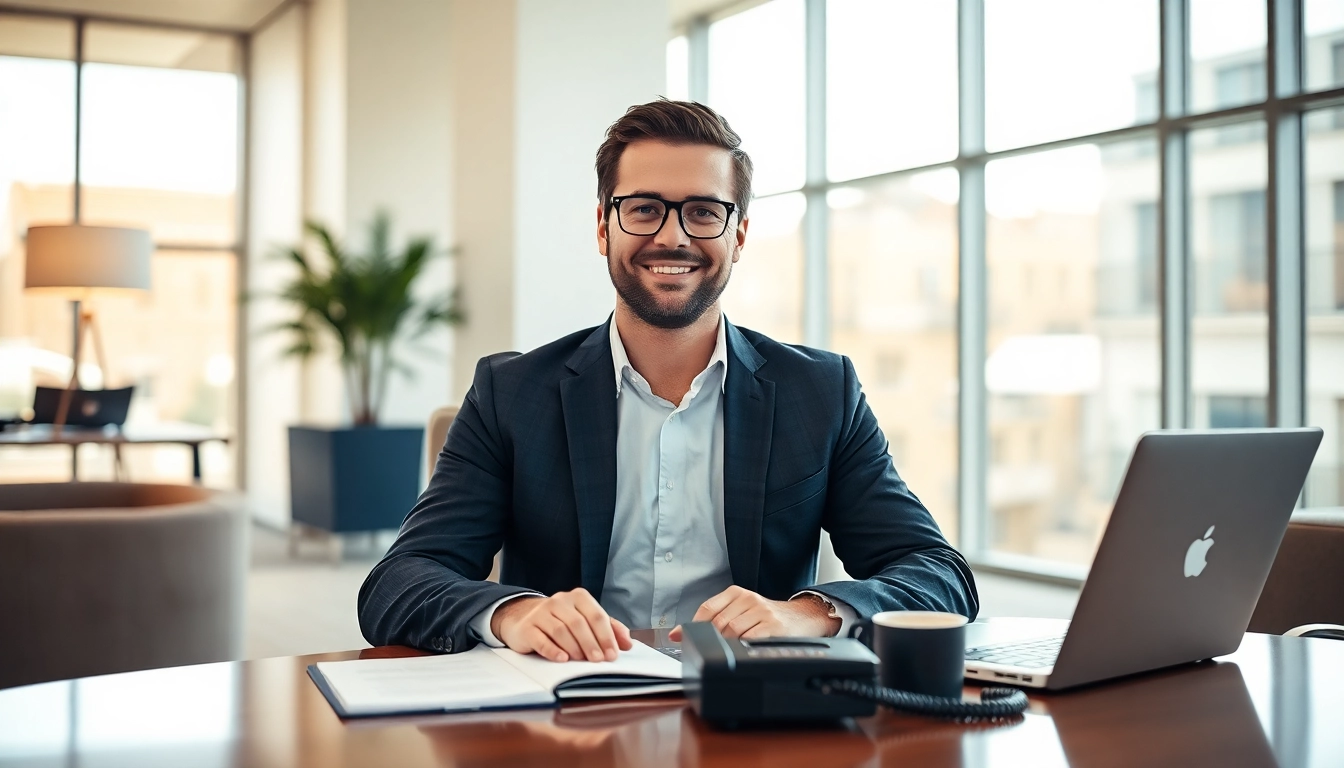 Headhunter Heidelberg bei der Arbeit in einem modernen Büro, professionell und einladend.