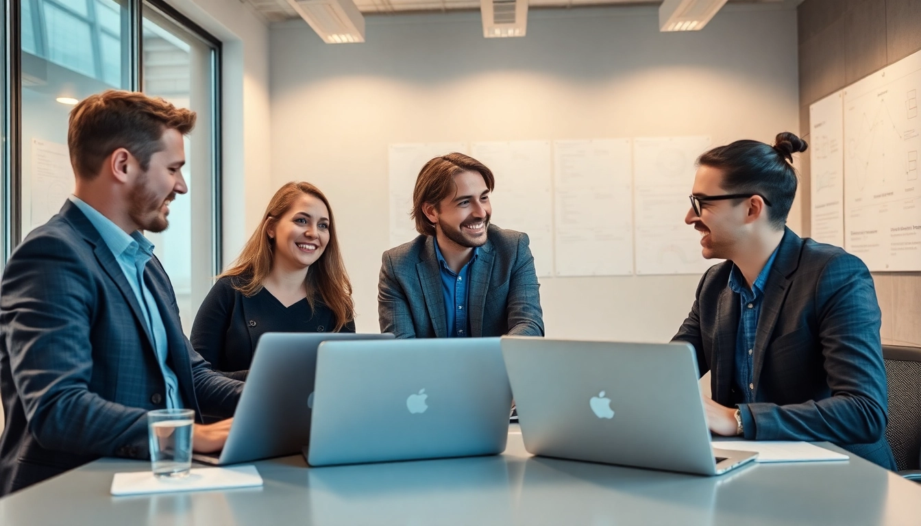 Headhunter Sales Team plant strategische Besprechungen in einem modernen Büro.