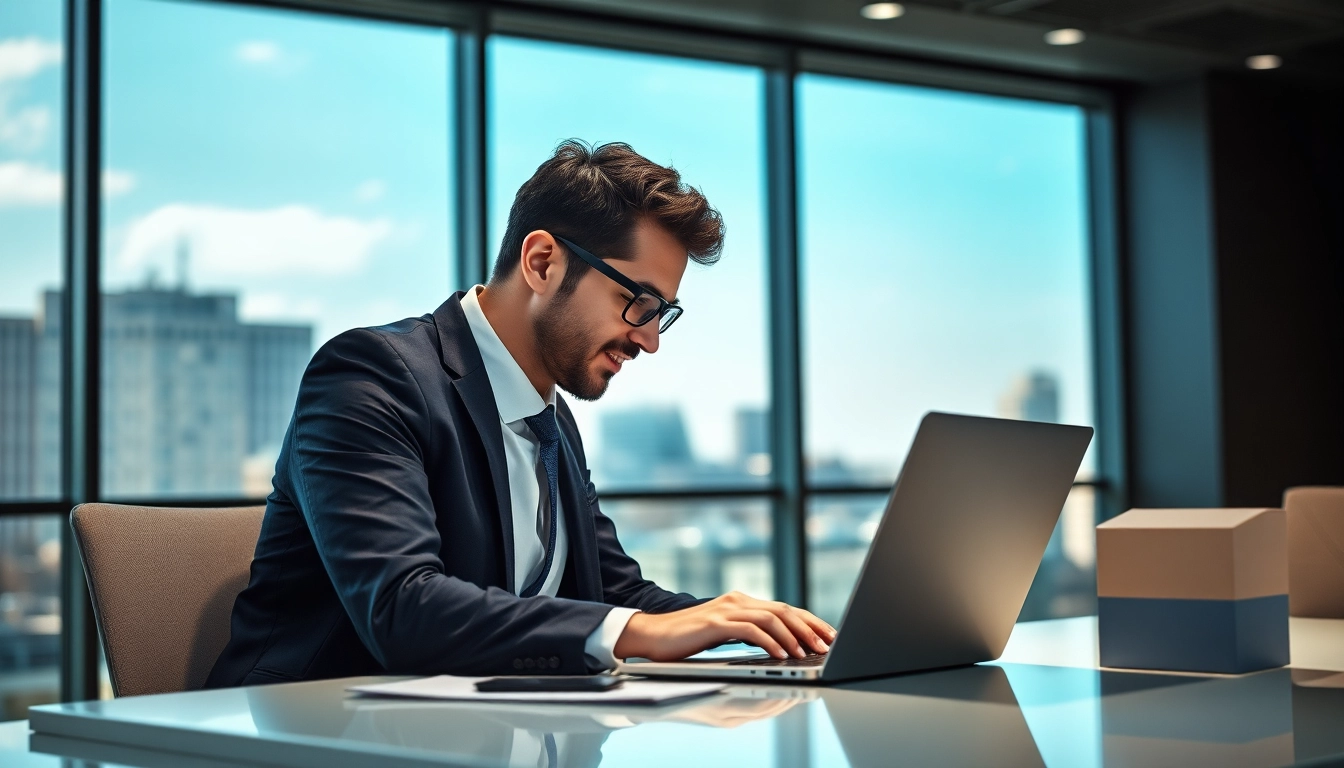 Professioneller Headhunter IT arbeitet konzentriert am Laptop in modernem Büro.