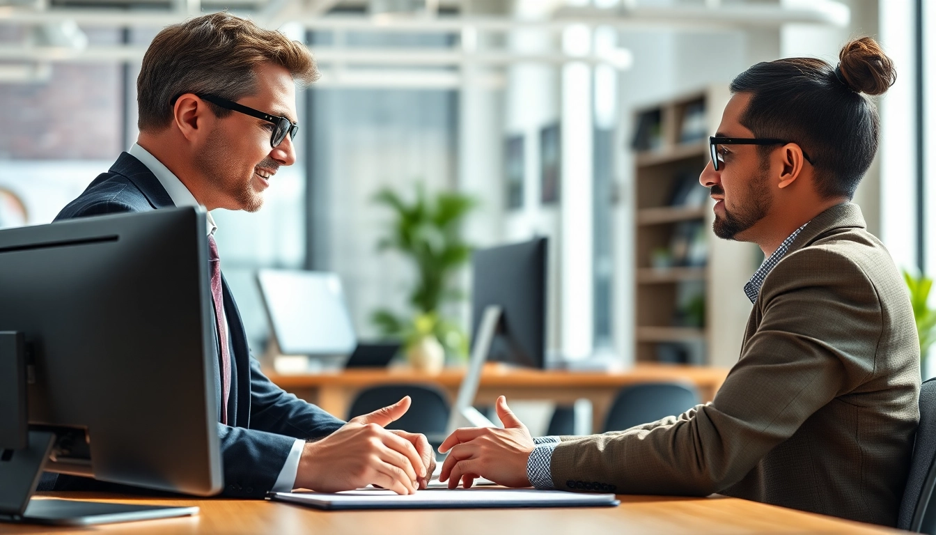 Headhunter IT berät einen IT-Professionellen in einem modernen Büro.