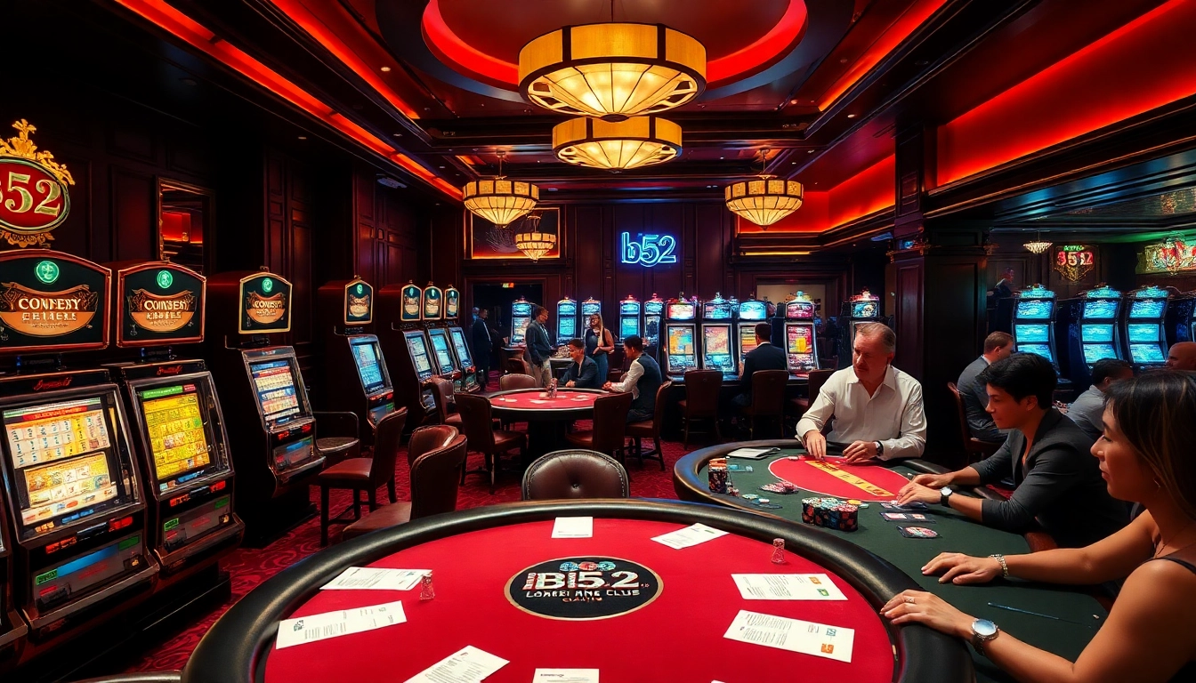 B52 club showcasing an exciting casino scene with luxury tables and vibrant slot machines