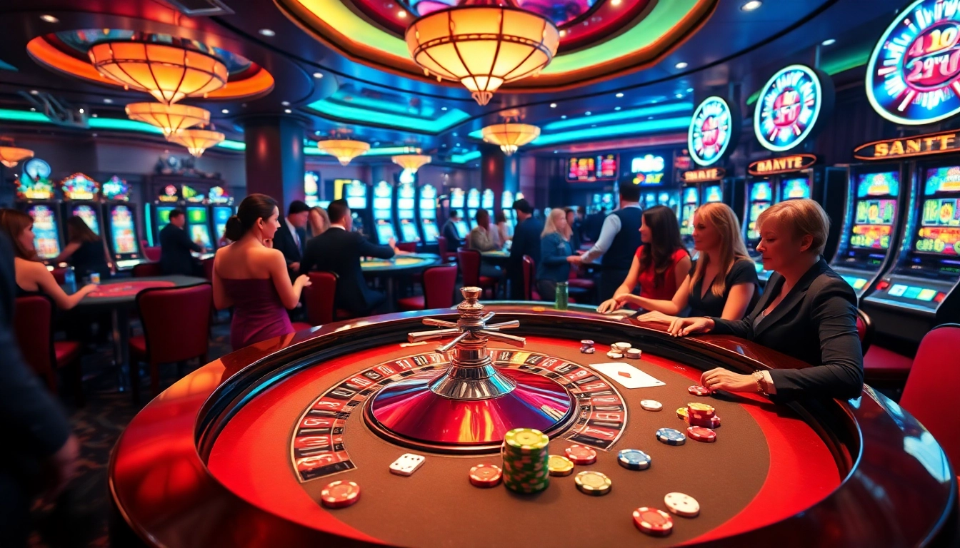 Players experiencing high-stakes excitement at https://789clubac.cn.com/, surrounded by poker chips and roulette tables.